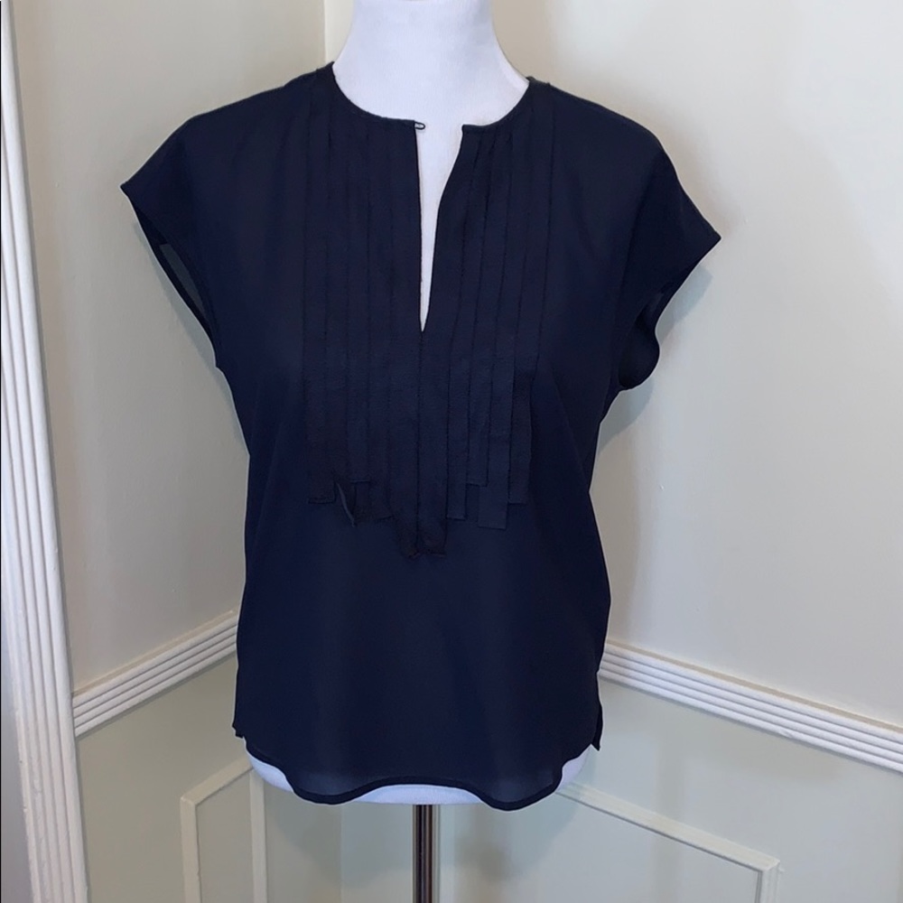J. Crew SHORT SLEEVE NAVY BLOUSE NWT